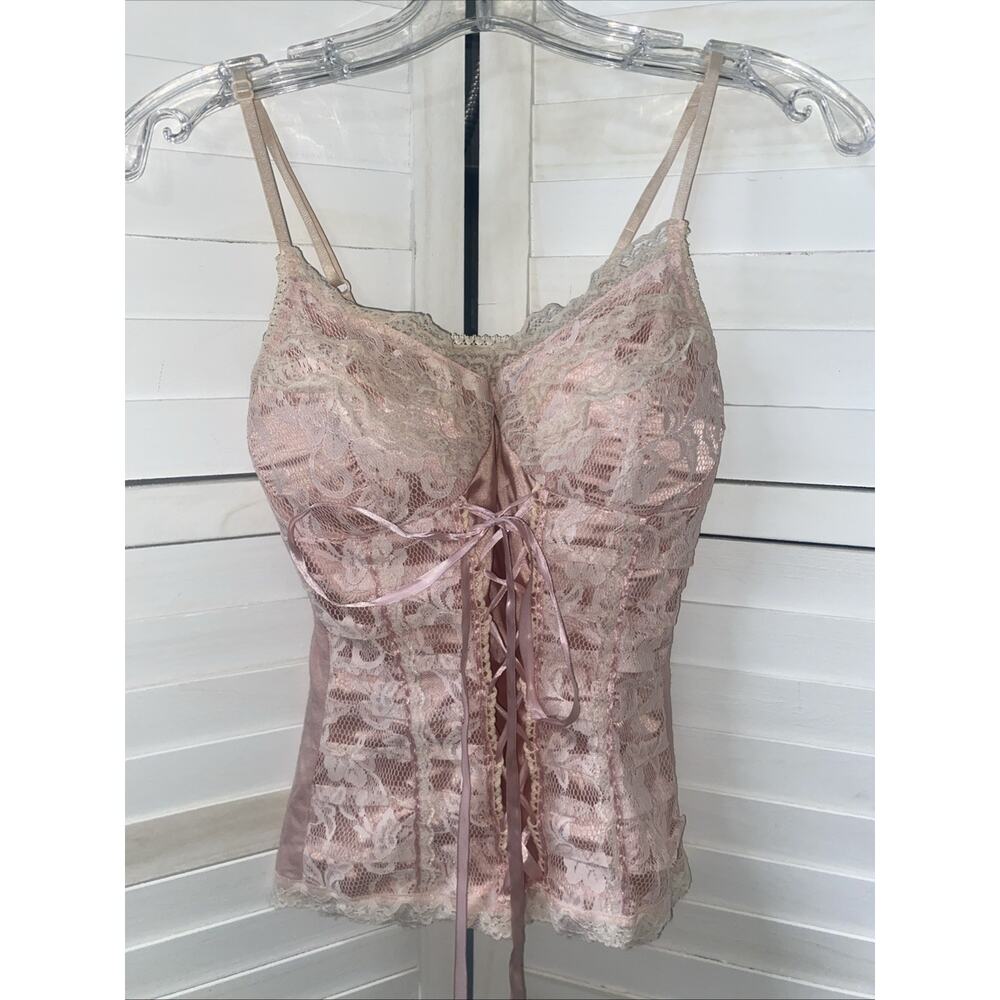 Vintage Y2K Corset Style Top Lace Up Stretch Fairy Grunge Whimsigoth Sz Small